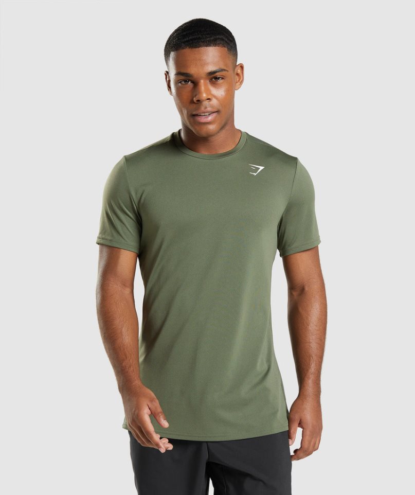 Men\'s Gymshark Arrival T-Shirts Olive | NZ 8ALJZB